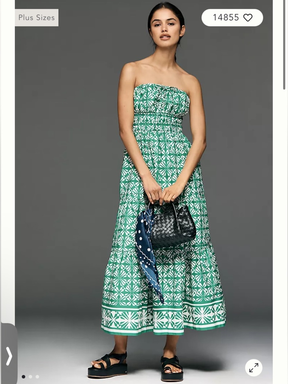 Anthropologie Somerset Maxi Dress Strapless Edition In Green Pattern